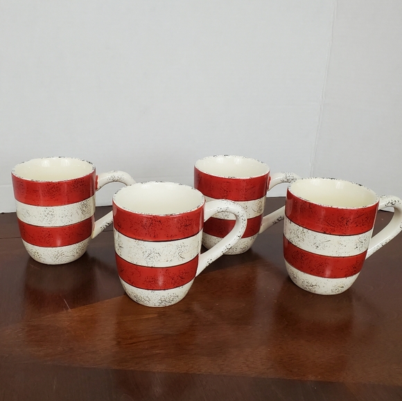 Oneida Other - Oneida Sakura Colonial Mugs (No Trim) Red & White Speckled ~ Set Of 4 Pre-Owned
